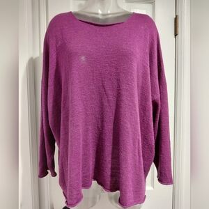 Eskandar Magenta Linen Oversized Sweater